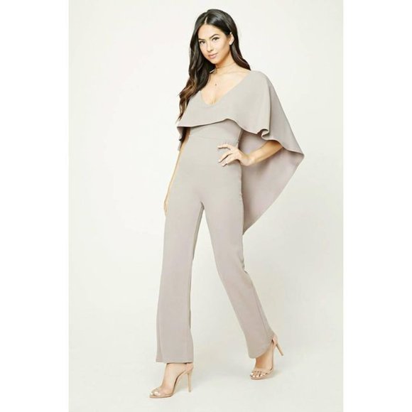 Forever 21 Taupe  Flounce Layer Jumpsuit - Picture 1 of 6